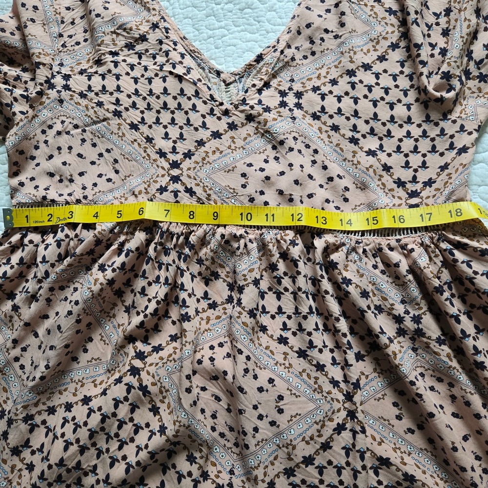 Jaase Anthropologie Babydoll Dress Floral on Pink Background Size Large Boho